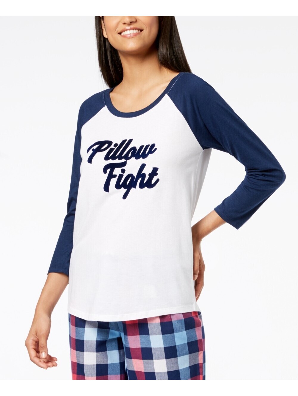 Jenni Womens Raglan-Sleeve Graphic Pajama Top Size 2XL